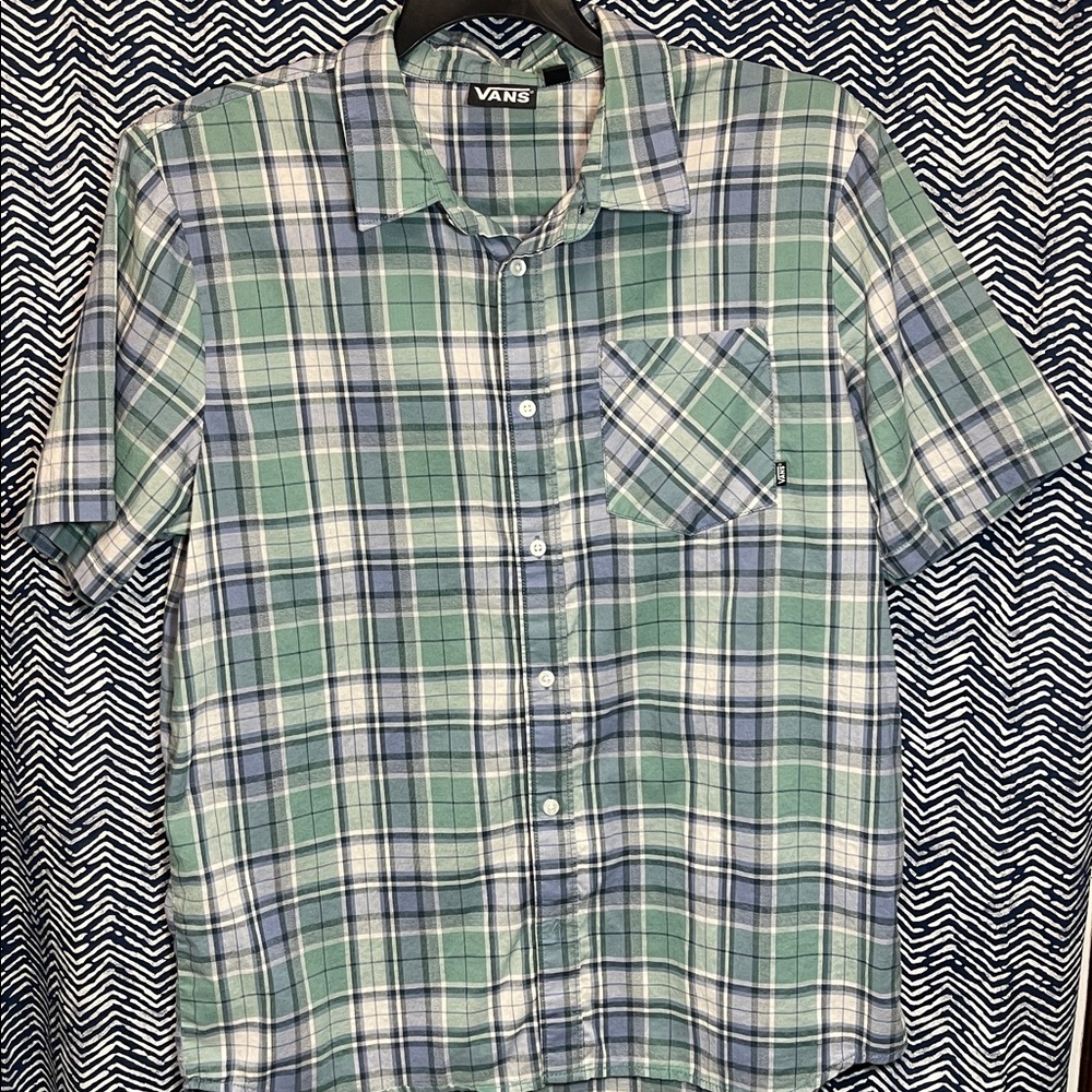 Vans Blue and Green Plaid Shirt